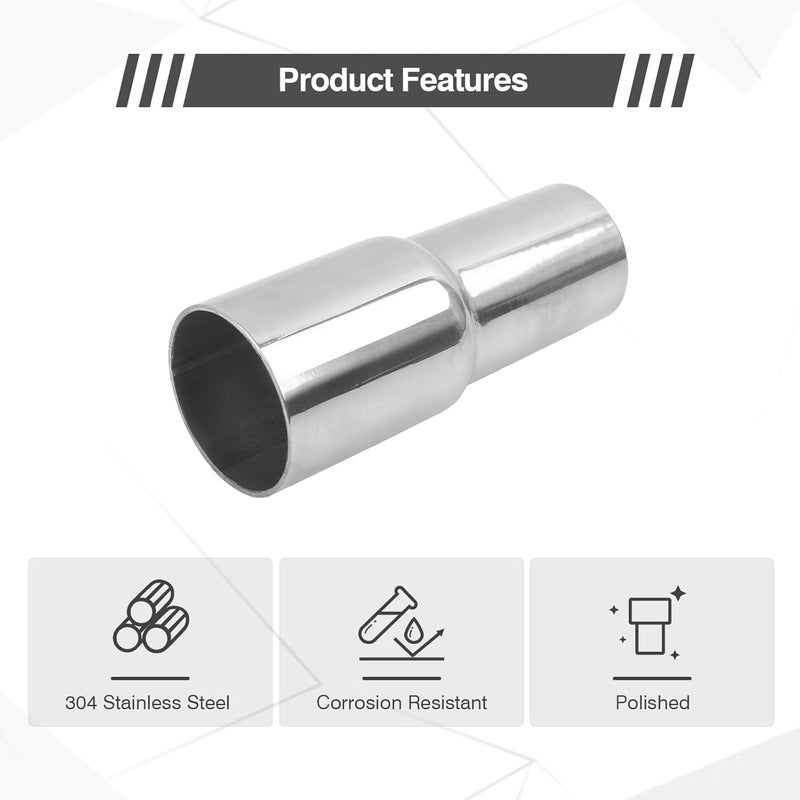 GESEXI Exhaust Adapter Connector 1.25"ID to 1.5"ID，Exhaust Adapter Total Length 4 "Stainless Steel Polished. - Image 3